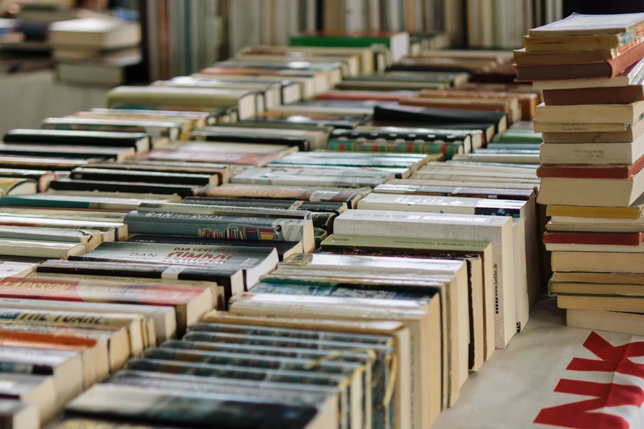 Tables of second-hand books at a book market